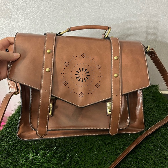 Elegant Brown Leather Satchel ecosusi - Picture 5 of 5